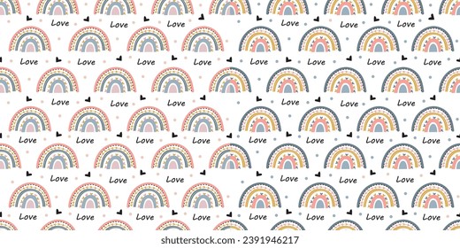 Rainbow pastel seamless pattern, colorful love rainbow background
