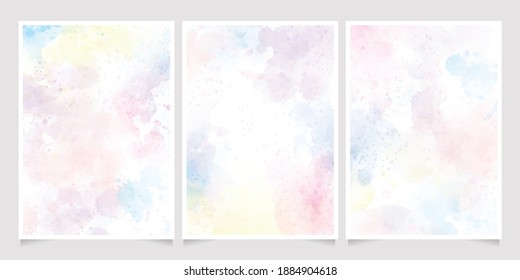 Rainbow Pastel Unicorn Candy Watercolor Background For Wedding Invitation Card Collection