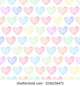 rainbow pastel watercolor heart seamless pattern eps10 vectors illustration