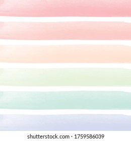 Rainbow Pastels Watercolor Brush Stripes.