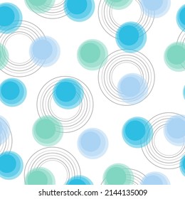 Rainbow Pattern Cute Design. Seamless Holiday Ball.  Blue Flying Explosion Color. Color Dot. Small Retro Polka Background.