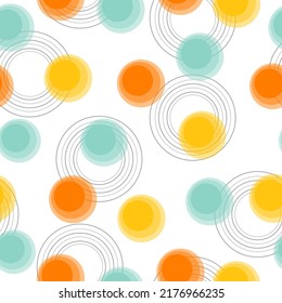 Rainbow Pattern Cute Design. Seamless Holiday Ball.  Blue Flying Explosion Color. Color Dot. Small Retro Polka Background.