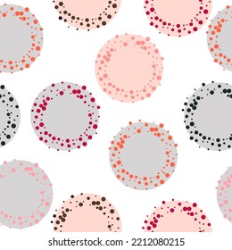 Rainbow Pattern Cute Design. Seamless Holiday Ball.  Abstract watercolour background with color circles on white. 