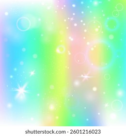 Rainbow Pattern. Green Fairy Hologram. Unicorn Background. Fairytale Mystical Invite. Yellow Pastel Invitation. Blue Sparkles Gradient. Kawaii Texture. Dream Rainbow Pattern.