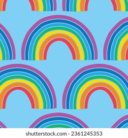 Rainbow pattern on a blue background
