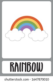 Rainbow Pattern, Set of Weather, Rainbow White Background, Rainbow Wallpaper Love Cards Vector Stock Vector Illustration.