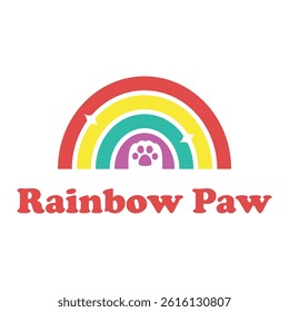 rainbow paw flat minimalist logo design