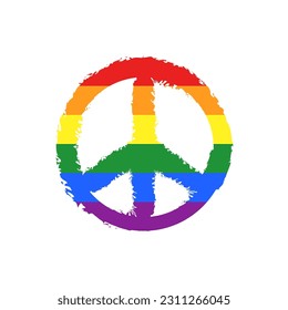 Rainbow Peace Sign, Vector Illustration