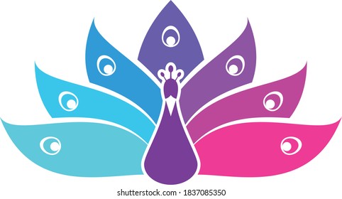 A rainbow peacock beautiful logo vector