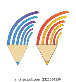 Rainbow Pencil Design Colorful Creative Art Illustration