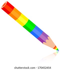  rainbow pencil, vector illustration.