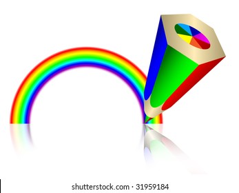 Rainbow pencil. Vector illustration.