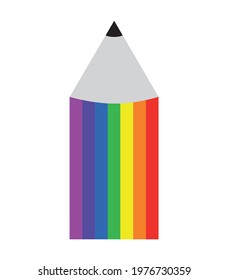 rainbow pencil, vector illustration, white background 