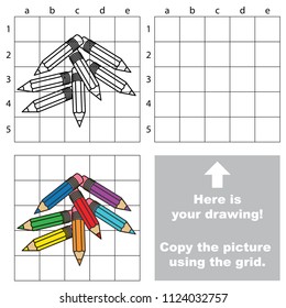 Rainbow Pencils, the educational game with simple game level. Copy the picture.