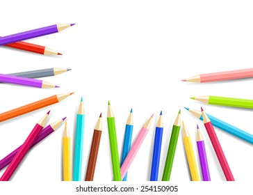 Rainbow  pencils isolated on white background. Vector EPS10.