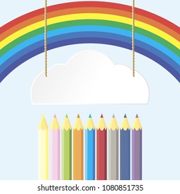lápices de arco iris con lugar para tu texto. ilustración vectorial 