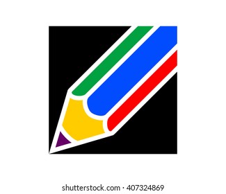 rainbow pencils stationery school image icon logo