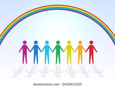 Rainbow and people holding hands image background