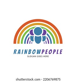 Rainbow People Icon Vector Logo Template Illustration Design