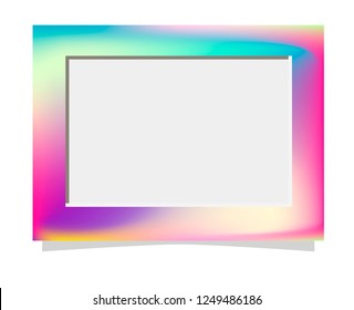 Rainbow photo frame, gradients vector image of trendy color