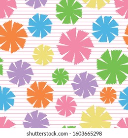 Rainbow Pinwheel Daisies vector seamless repeat pattern
