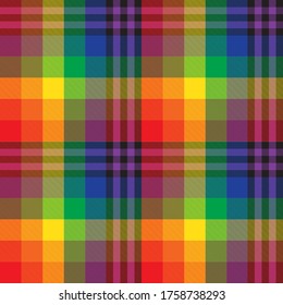 Rainbow Plaid, checkered, tartan seamless pattern suitable for fashion textiles and graphics