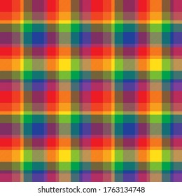 Rainbow Plaid, checkered, tartan seamless pattern suitable for fashion textiles and graphics