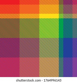 Rainbow Plaid, checkered, tartan seamless pattern suitable for fashion textiles and graphics