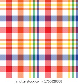 Rainbow Plaid, checkered, tartan seamless pattern suitable for fashion textiles and graphics