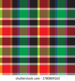 Rainbow Plaid, checkered, tartan seamless pattern suitable for fashion textiles and graphics