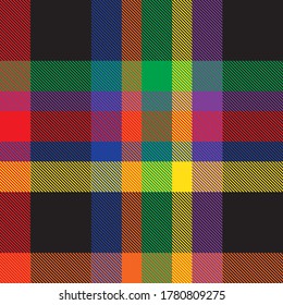 Rainbow Plaid, checkered, tartan seamless pattern suitable for fashion textiles and graphics