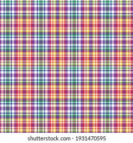 Rainbow Plaid, checkered, tartan seamless pattern suitable for fashion textiles and graphics