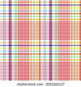 Rainbow Plaid, checkered, tartan seamless pattern suitable for fashion textiles and graphics