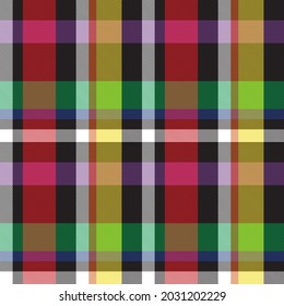 Rainbow Plaid, checkered, tartan seamless pattern suitable for fashion textiles and graphics