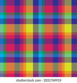 Rainbow Plaid, checkered, tartan seamless pattern suitable for fashion textiles and graphics