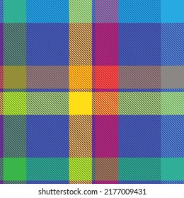 Rainbow Plaid, checkered, tartan seamless pattern for fashion textiles and graphics