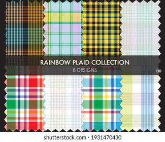 La colección de patrones sin soldadura Rainbow Plaid incluye 8 diseños de textiles y gráficos de moda