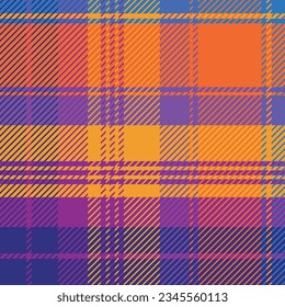 Arroyo arcoiris. Patrón tartán sin foco. Celda. Adecuado para textiles y gráficos de moda, embalaje. la paleta Madras. Vector.