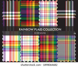 Rainbow Plaid, eine nahtlose Musterkollektion aus Tartan, umfasst 10 Designs, die für Modetextilien und Grafiken geeignet sind