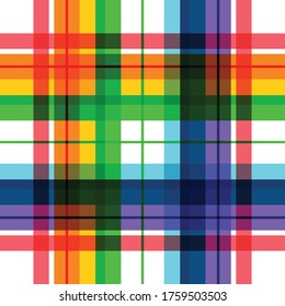 Rainbow plaid vector background. The pattern for textiles. Background for food. Chequered.