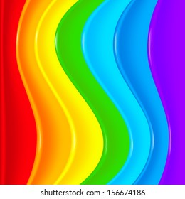 Rainbow plastic wavy stripes vector background
