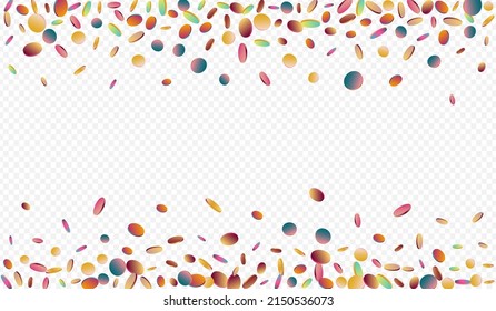 Rainbow Polka Abstract Transparent Background. Magic Invitation Rain Invitation. Celebration Design. Gradient Christmas Postcard.