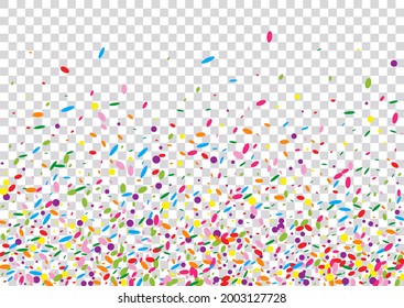 Rainbow Polka Background Transparent Vector. Circle Gift Illustration. Decoration Design. Orange Confetti Celebrate Template. Green Festive.