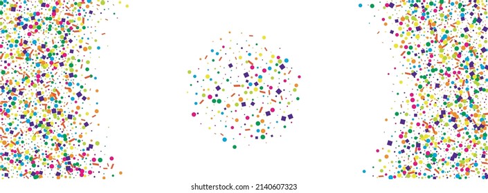 Rainbow Polka Background White Vector. Element Abstract Illustration. Colorful Parade. Multicolored Dot Festive. Geometric Paper Design.
