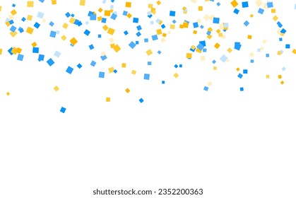 Vector blanco de fondo de polka arcoiris. Confetti Carnaval Design. Plantilla gráfica. Nueva Ilustración Geométrica Naranja. Felicitaciones azules.
