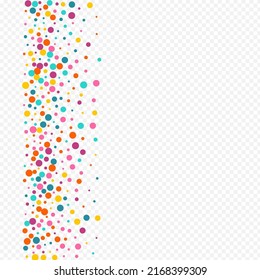 Rainbow Polka Celebrate Vector Transparent Background. Fun Circle Wallpaper. Carnival Round Illustration. Bright Dot Invitation Invitation.