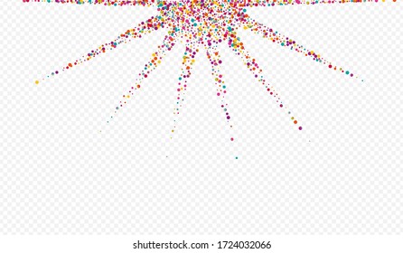 Rainbow Polka Celebration Transparent Background. Gradient Happy Round Illustration. Carnaval Backdrop. Unicorn Flying Pattern.