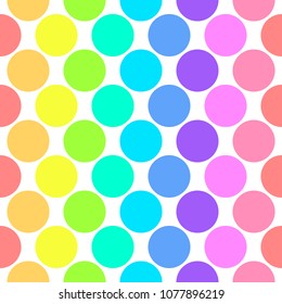 Rainbow, polka dot background. Color seamless pattern.  Vector illustration.