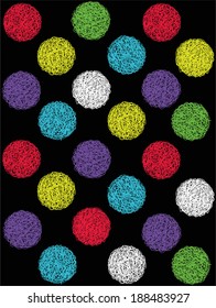 rainbow polka dot with black background