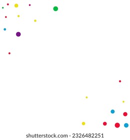 Rainbow Polka Festive Vector White Background. Invitation Dot Card. Top Confetti Invitation. Falling Circle Flying Backdrop.